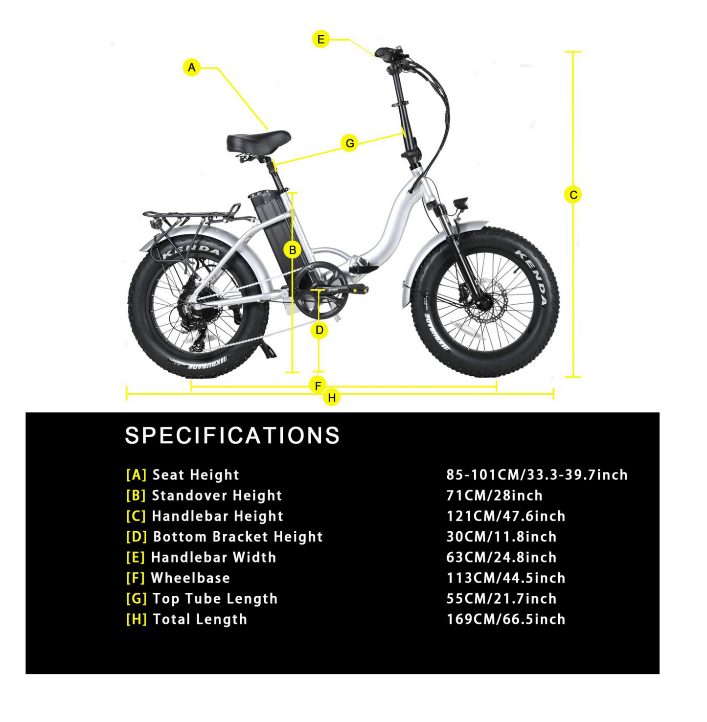 FAT S Folding Electric bike - White Top speed 32km/h